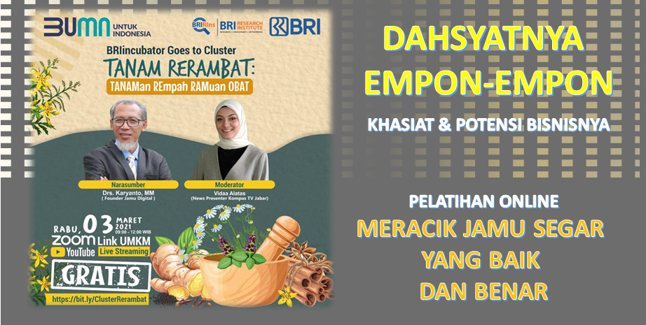 Bank BRI Akan Gelar Pelatihan Meracik Jamu Segar yang Baik dan Benar Bank BRI Akan Gelar Pelatihan Meracik Jamu Segar yang Baik dan Benar